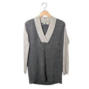 Anthropologie Moth Boucle Alpaca Wool Grey V Neck Pullover Sweater Size XS Hygge